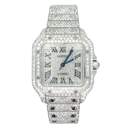 Cartier Santos 40mm 10ct FULL CUSTOM PAVE DIAMONDS AUTOMATIC