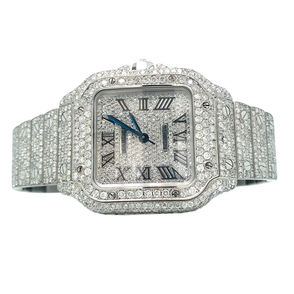 Cartier Santos 40mm 10ct FULL CUSTOM PAVE DIAMONDS AUTOMATIC