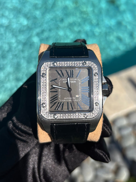 Cartier Santos 100 CUSTOM DIAMOND DIAL AUTOMATIC