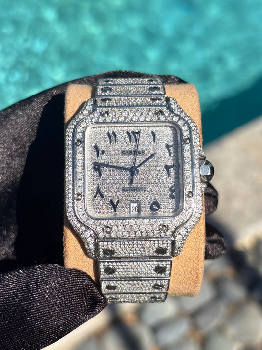 Cartier Santos 40mm 10ct FULL CUSTOM PAVE DIAMONDS AUTOMATIC