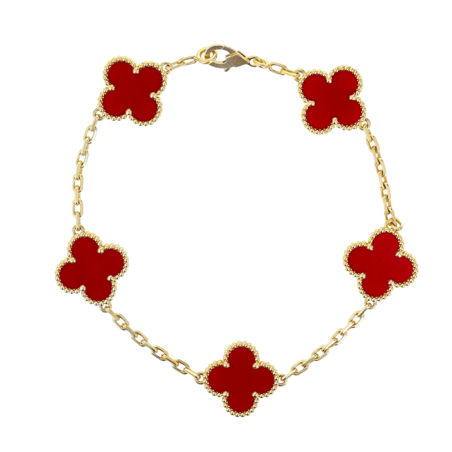 18K 5 Motif Clover Bracelet (RED)