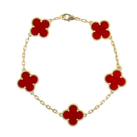 18K 5 Motif Clover Bracelet (RED)