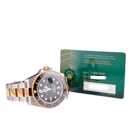 Rolex 41mm Submariner Date 18k Yellow Gold & Steel Black Oyster Watch 126613LN