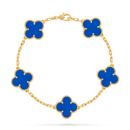 18K 5 Motif Clover Bracelet (BLUE)