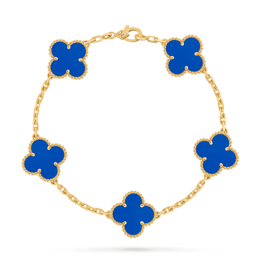 18K 5 Motif Clover Bracelet (BLUE)
