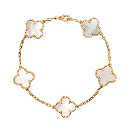 18K 5 Motif Clover Bracelet (MOP)
