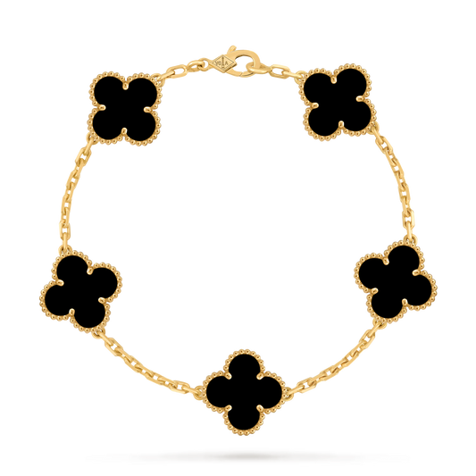 18K 5 Motif Clover Bracelet (ONYX)