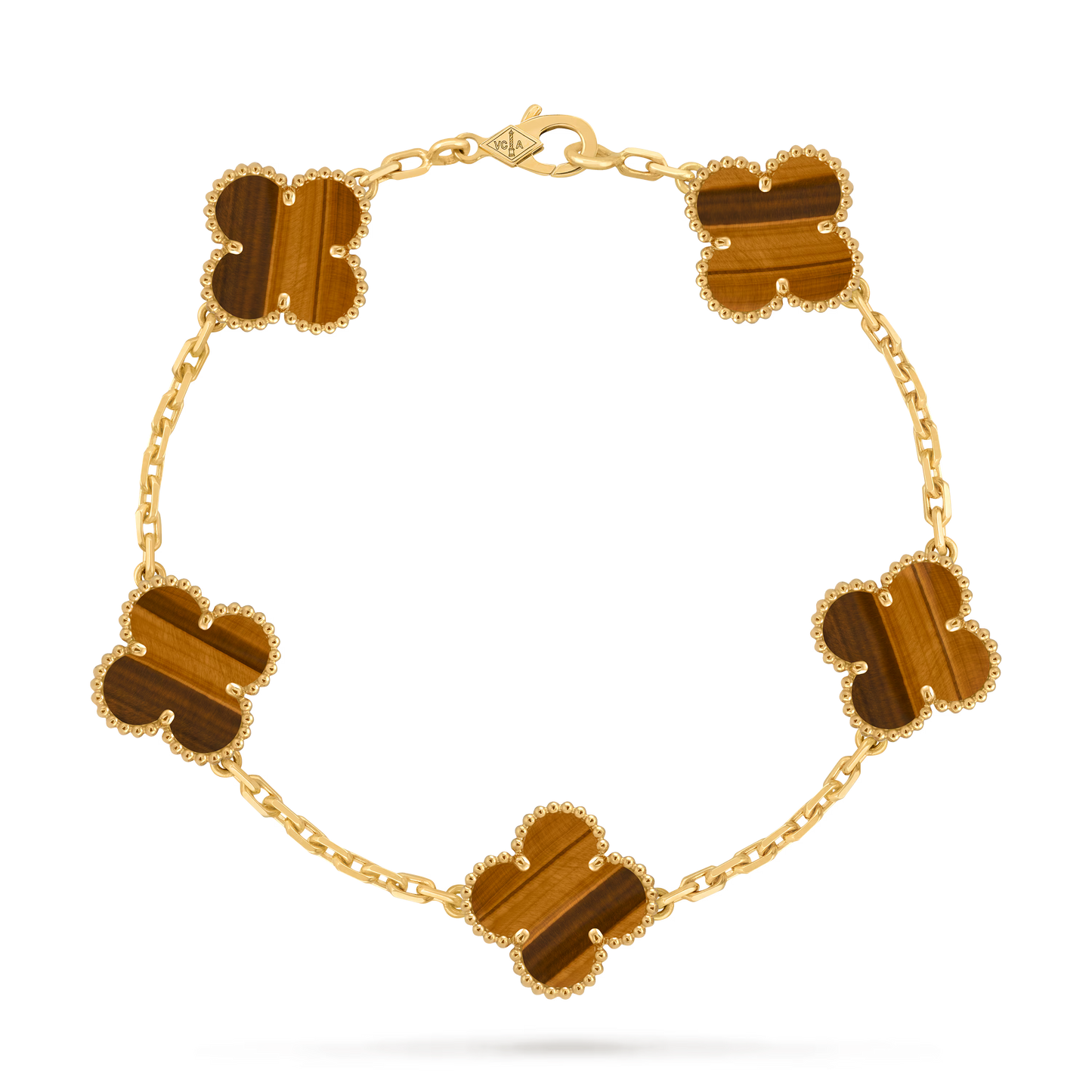 18K 5 Motif Clover Bracelet (TIGER EYE)