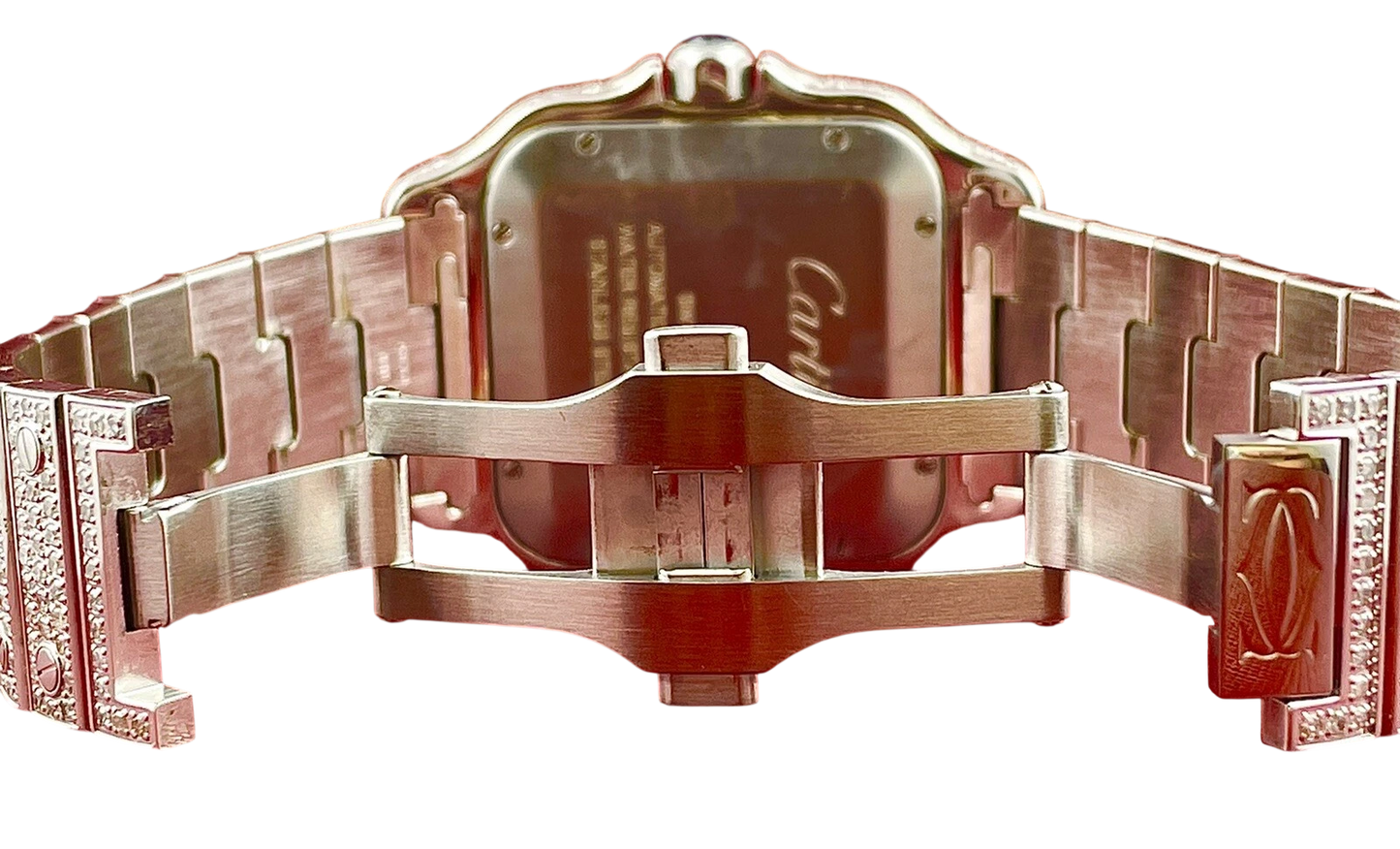 Cartier Santos 40mm 10ct ROSE GOLD FULL CUSTOM PAVE DIAMONDS AUTOMATIC