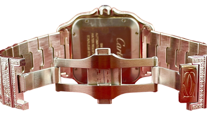Cartier Santos 40mm 10ct ROSE GOLD FULL CUSTOM PAVE DIAMONDS AUTOMATIC