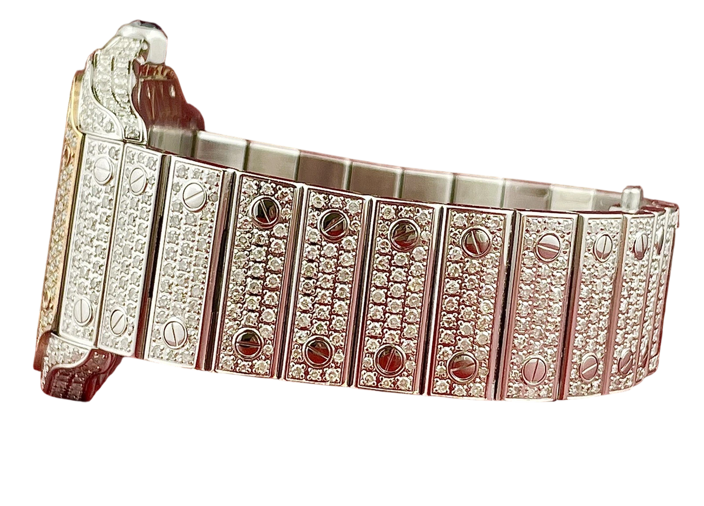 Cartier Santos 40mm 10ct ROSE GOLD FULL CUSTOM PAVE DIAMONDS AUTOMATIC