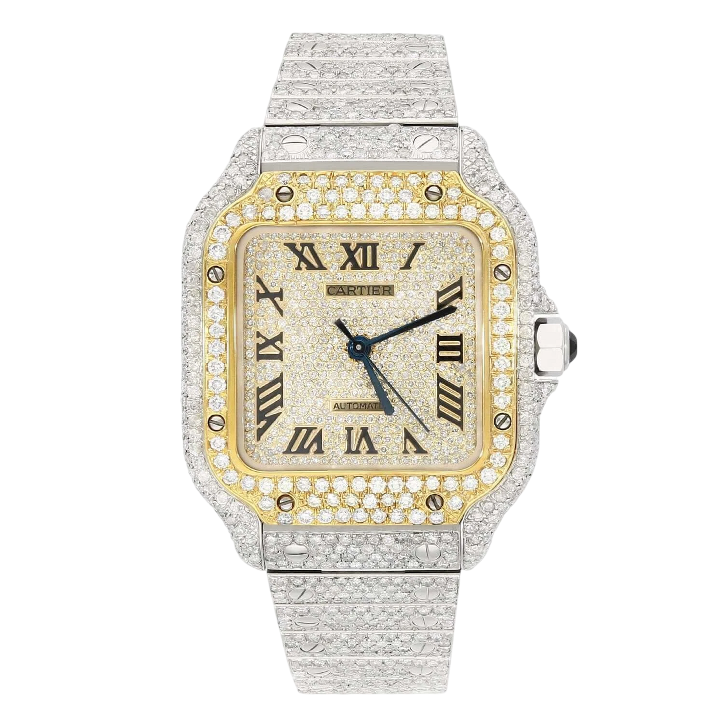 Cartier Santos 40mm YELLOW GOLD FULL CUSTOM PAVE DIAMONDS AUTOMATIC
