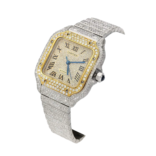 Cartier Santos 40mm YELLOW GOLD FULL CUSTOM PAVE DIAMONDS AUTOMATIC