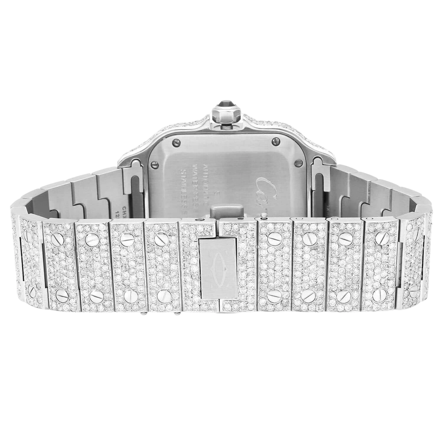 Cartier Santos 40mm YELLOW GOLD FULL CUSTOM PAVE DIAMONDS AUTOMATIC